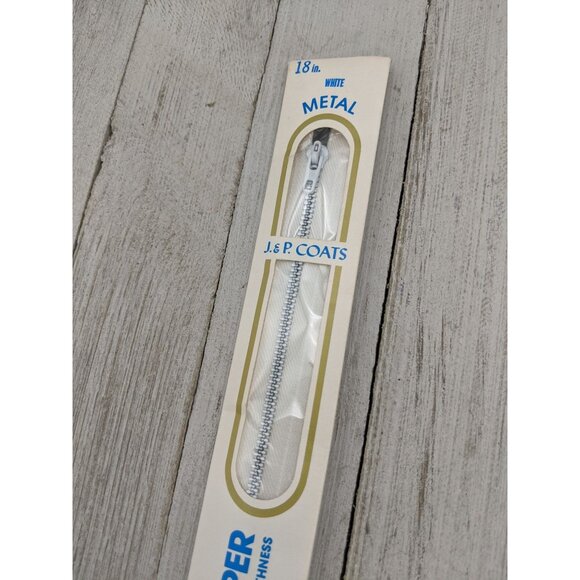 Vintage J&P Coats All Purpose Zipper 18" White 1 - Picture 2 of 4